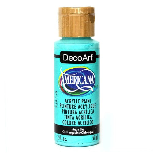 Vibrant 2oz AQUA SKY acrylic paint, perfect for artists and crafters on various surfaces with a matte finish.