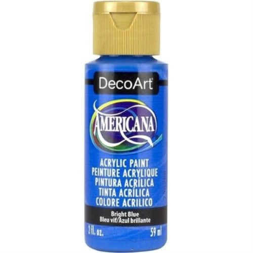 DecoArt Americana Acrylic paint in vibrant BRIGHT BLUE, offering superior coverage and versatility for all art projects.