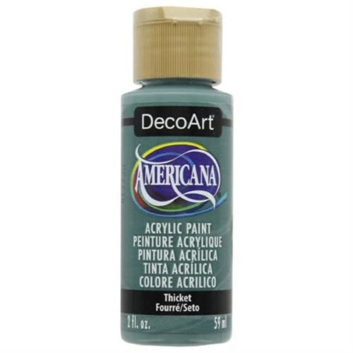 DecoArt Americana Acrylic in Thicket, versatile 2oz paint ideal for wood, canvas, and crafts with rich color coverage.