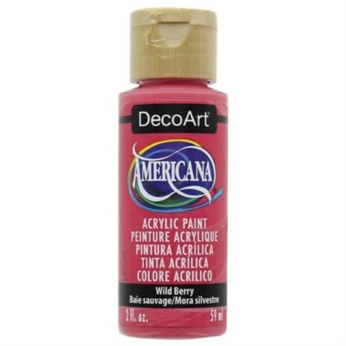 DecoArt Americana Acrylic Wild Berry 2oz paint, vibrant color for various surfaces, ideal for artists and DIY projects.