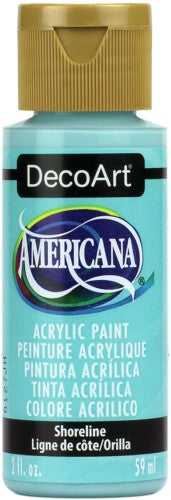 Decoart Americana Acrylic 2oz SHORELINE paint in a vibrant coastal hue, ideal for artists and crafters on various surfaces.