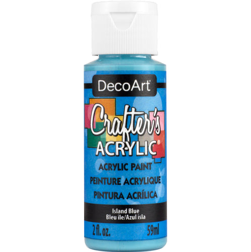 Vibrant ISLAND BLUE acrylic paint (59ml) for smooth application and excellent coverage on various surfaces.