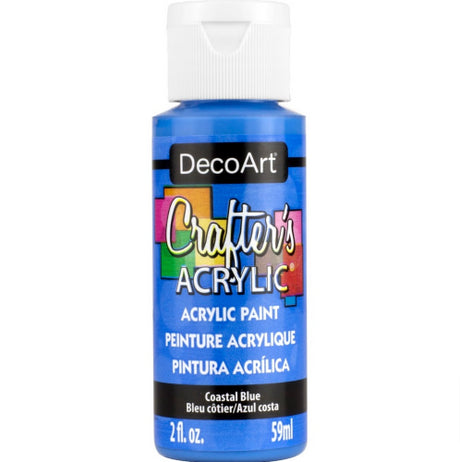 DecoArt Crafter's Acrylic Paint 59ml in Coastal Blue, ideal for versatile crafting and smooth application on various surfaces.