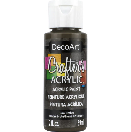 Decoart Crafter's Acrylic Paint in RAW UMBER, 59ml, ideal for versatile crafting and vibrant color application.