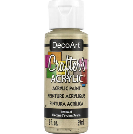 Decoart Oatmeal acrylic paint in 2oz bottle, perfect for vibrant art, home decor, and versatile crafting projects.