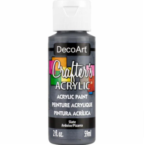 Decoart Crafter's Acrylic Paint in Slate, versatile 59ml paint for vibrant art on wood, canvas, and ceramics.