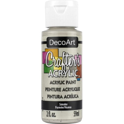 Decoart Crafter's Acrylic Paint in SMOKE, 59ml tube, ideal for versatile use on various surfaces with smooth application.