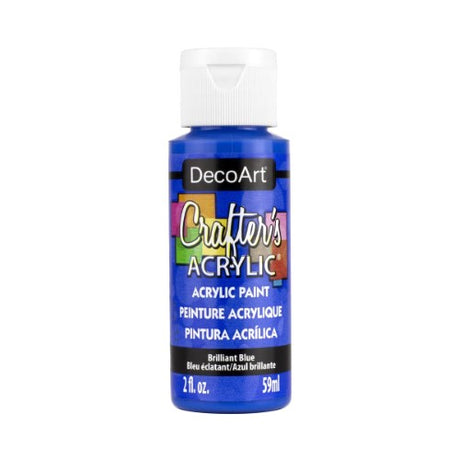 Decoart Crafter's Acrylic Paint in vibrant BRILL BLUE, 59ml, ideal for various surfaces and creative projects.