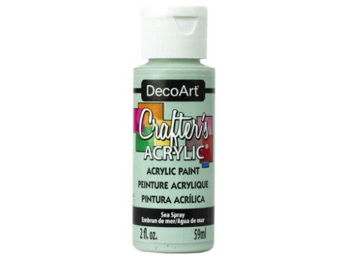 Decoart Crafter's Acrylic Paint in Sea Spray, a vibrant 2oz paint for smooth application on various surfaces.