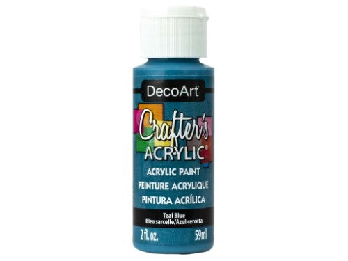 DecoArt Teal Blue acrylic paint (59ml) for vibrant crafting on various surfaces with smooth application and excellent coverage.