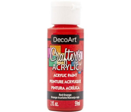 Decoart 59ml Red Orange acrylic paint for vibrant art projects, suitable for various surfaces and skill levels.