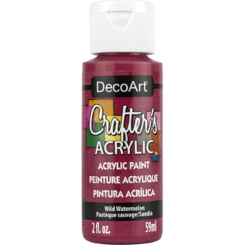 Decoart Crafter's Acrylic Paint in Watermelon, a vibrant 59ml paint for smooth application on various surfaces.