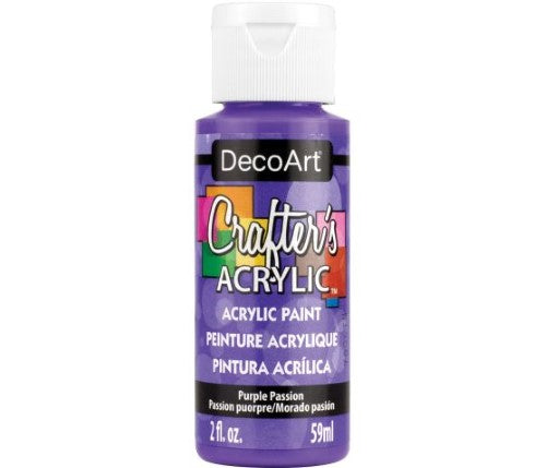 Vibrant purple acrylic paint in a 2oz bottle, ideal for various surfaces and creative projects.