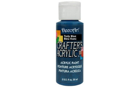 DecoArt 2oz Truly Blue acrylic paint, vibrant color for arts and crafts, ideal for multiple surfaces and easy application.