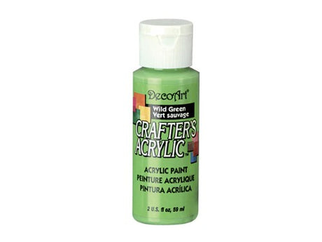 DecoArt Crafter's Acrylic Paint in Wild Green, 2oz, ideal for diverse art projects with vibrant color and smooth application.