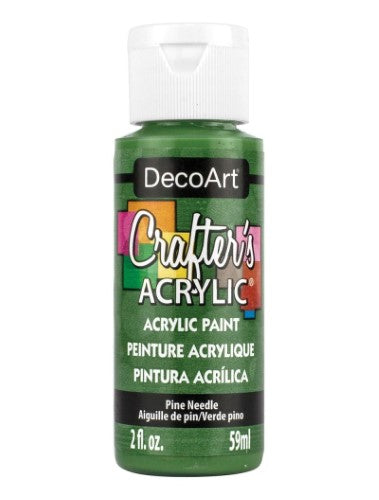 Decoart Crafter's Acrylic Paint 59ml in Pine Needle, a deep green for smooth application on wood, canvas, and more.