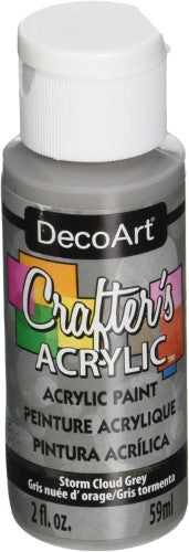 Decoart's 2oz Storm Cloud Grey acrylic paint, perfect for crafting on various surfaces with a smooth, rich texture.