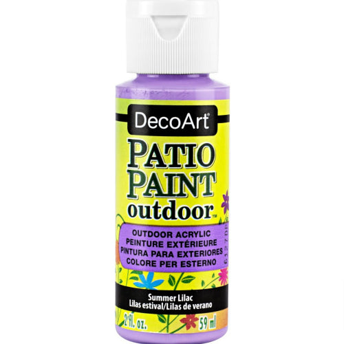 Decoart Patio Acrylic Paint in Summer Lilac - vibrant, water-based outdoor paint for decorating and DIY projects.