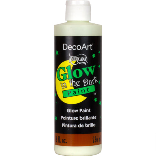 Decoart Glow In The Dark Paint 236ml for crafting luminous art, ideal for Halloween, kids' rooms, and DIY projects.