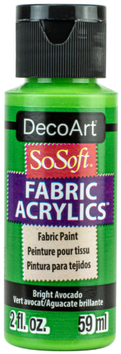 Decoart Sosoft Fabric Paint in Avocado, 59ml, offering smooth application and vibrant, machine-washable color for crafts.