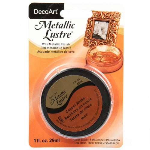 Decoart Metallic Lustre Wax in Copper Kettle, 59ml, offers a rich, lustrous finish for DIY projects and crafts.