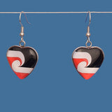 Tino Rangatiratanga flag Resin Heart Drop Earrings, vibrant design, lightweight, perfect for showcasing M?ori culture.