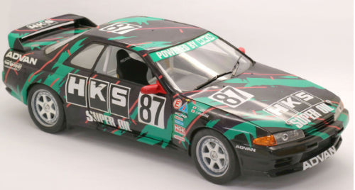 1/12 scale Fujimi HKS Skyline GT-R model kit, featuring intricate parts, vibrant decals, and authentic detailing for car enthusiasts.