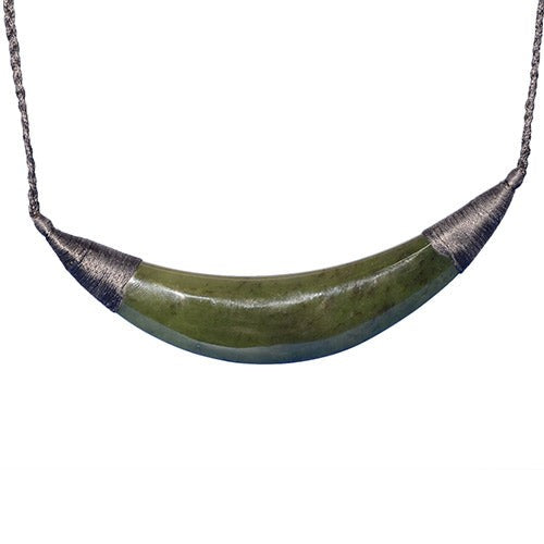 Jade Plain Breast Plate, crafted from Nephrite Jade, featuring adjustable black wax cord, celebrating M?ori cultural heritage.