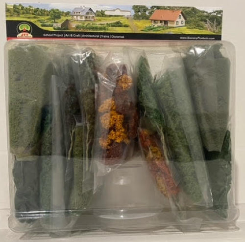 Hornby Foliage Set showcasing realistic greenery for model railways and dioramas, includes various shades and textures.