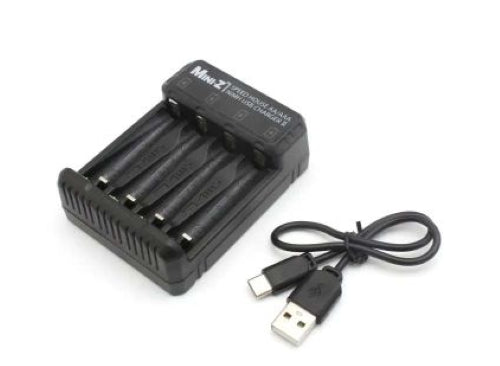 Kyosho USB AA/AAA Charger2 for efficient charging of rechargeable batteries with LED indicators and portability.