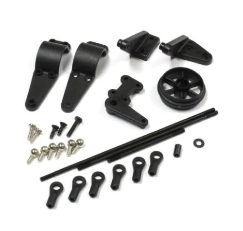 Kyosho 4WS Conversion Set enhances RC vehicle control with four-wheel steering for improved maneuverability and handling.