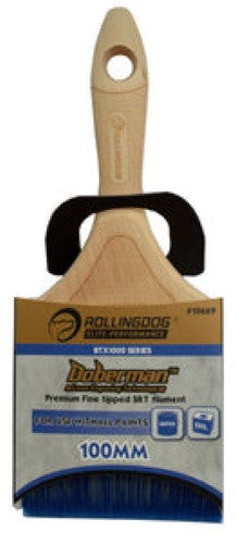 Premium 100mm paint brush with ergonomic handle for smooth application on large surfaces, compatible with all paint types.