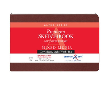 Stillman & Birn ALPHA Softcover Sketchbook, 5.5x8.5 inches, 150gsm paper, ideal for various media and artist use.