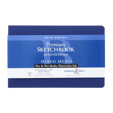 Stillman & Birn BETA 8.5x5.5 inch sketchbook with 270gsm paper, ideal for wet and dry media, perfect for portable artistry.