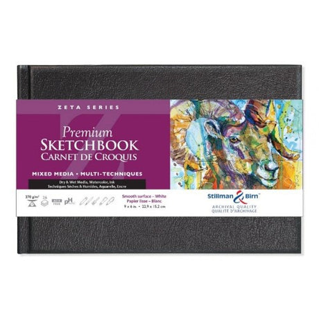 Stillman & Birn ZETA Hardback sketchbook with 270gsm ivory sheets, ideal for mixed media and creative expression.