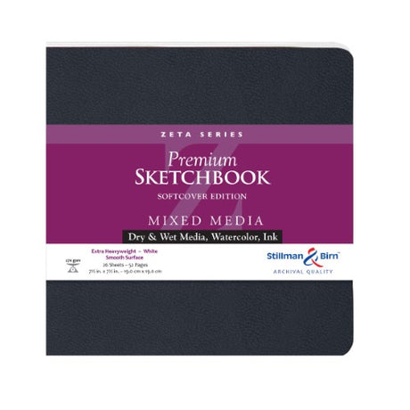 Stillman & Birn ZETA Softcover sketchbook, 7.5x7.5 inches, 270gsm paper ideal for wet and dry media in a portable design.