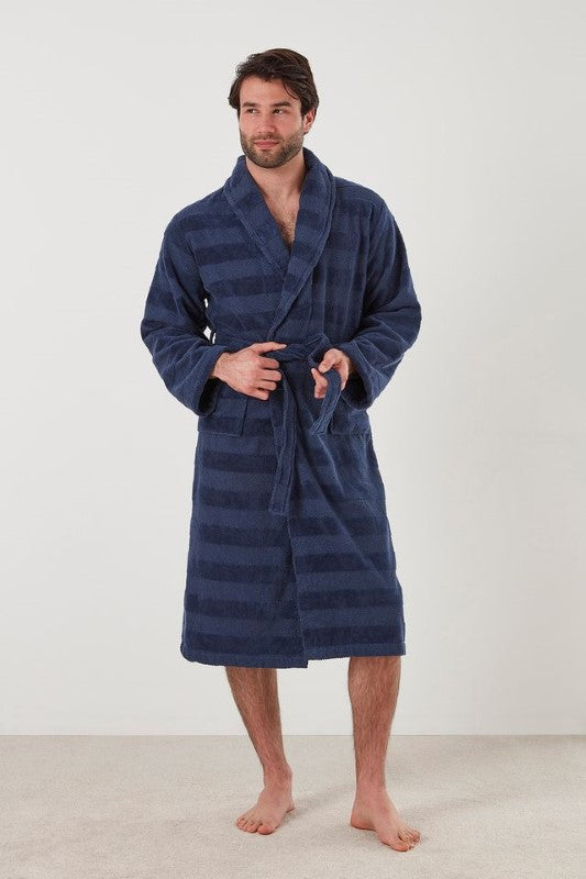 Bathrobe / Robe - Aiden Navy (L/XL) - BAKSANA