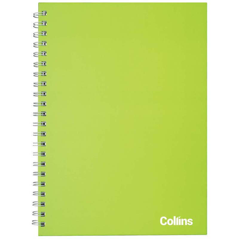 Collins Notebook Wiro A4 Lime Green 100 Leaf Side Open Ruled 7mm