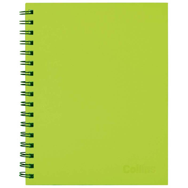 Collins Notebook Wiro 225x175 Lime Green 100 Leaf Side Opening