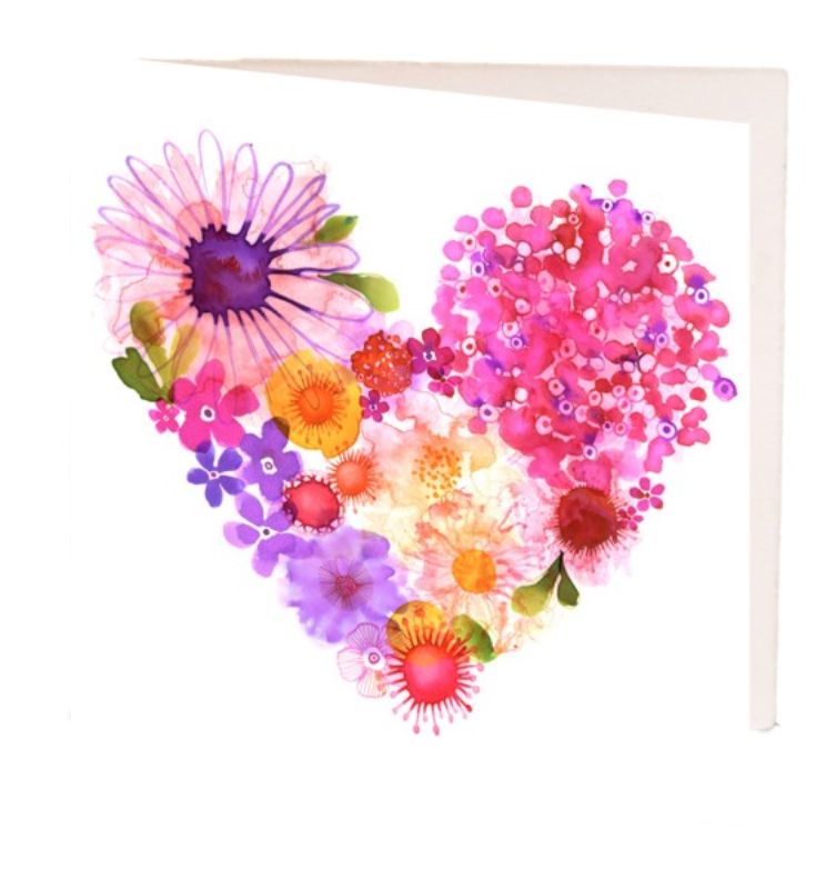 Pack of 10 Floral Heart gift cards, 12cm x 12cm, ideal for heartfelt messages on any occasion.