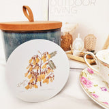 Coaster - Single Printed Sarah Featon Kowhai (10cm)