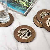 Art Deco coaster made from reclaimed NZ River Rimu, showcasing unique colors and sustainable craftsmanship.