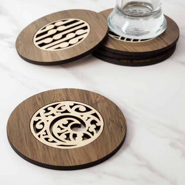 Coaster - Single Kowhaiwhai Koru River Rimu (10cm)