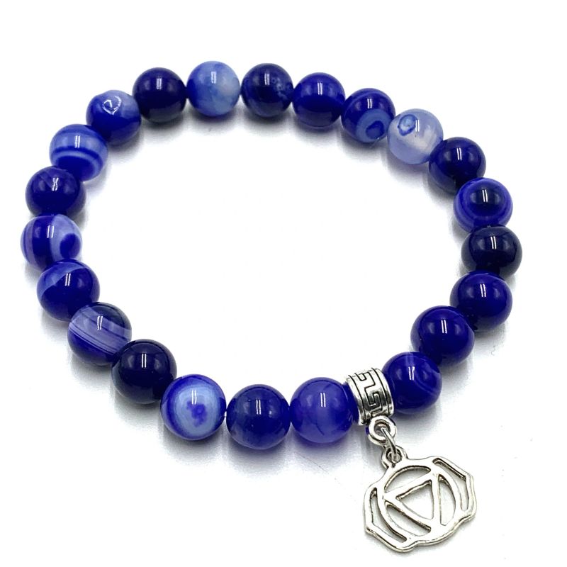 Bracelet - Blue Banded Agate Third Eye Chakra (7cm)