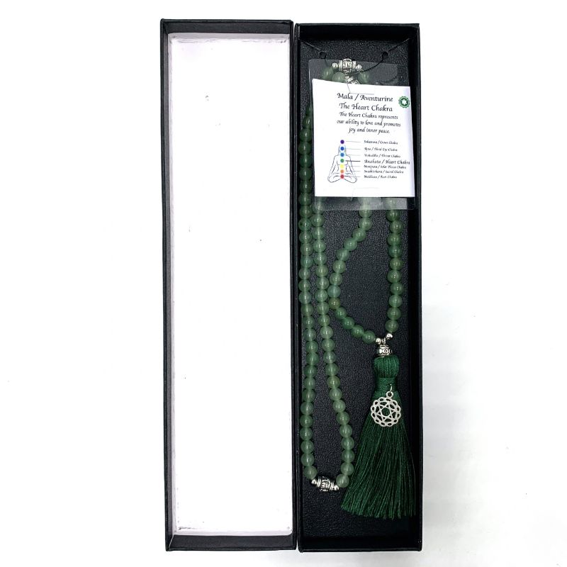Mala Beads - Aventurine with Heart Chakra Charm (70cm)
