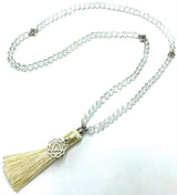Mala Beads - Clear Quartz with Solar Plexus Chakra Charm (70cm)