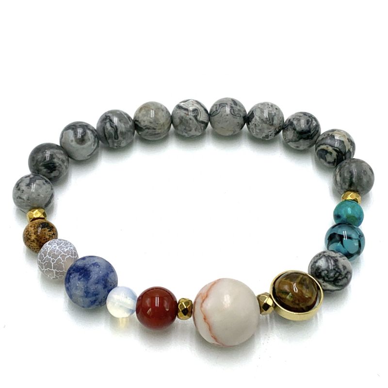 Bracelet - Grey Picasso Jasper Solar System (7cm)