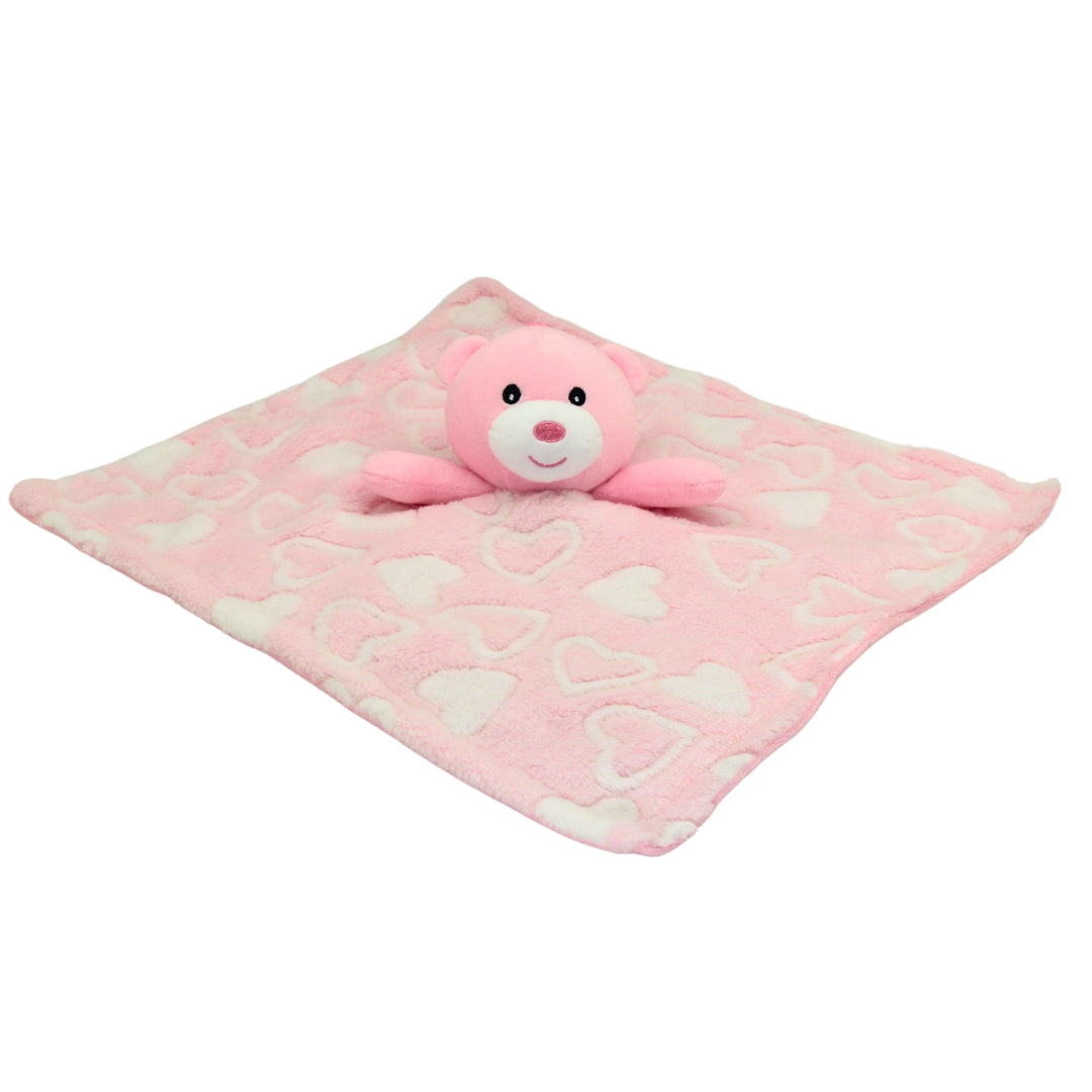 Soft Plush Toy - Pink Bear Baby Cuddle Buddy Blanket Set
