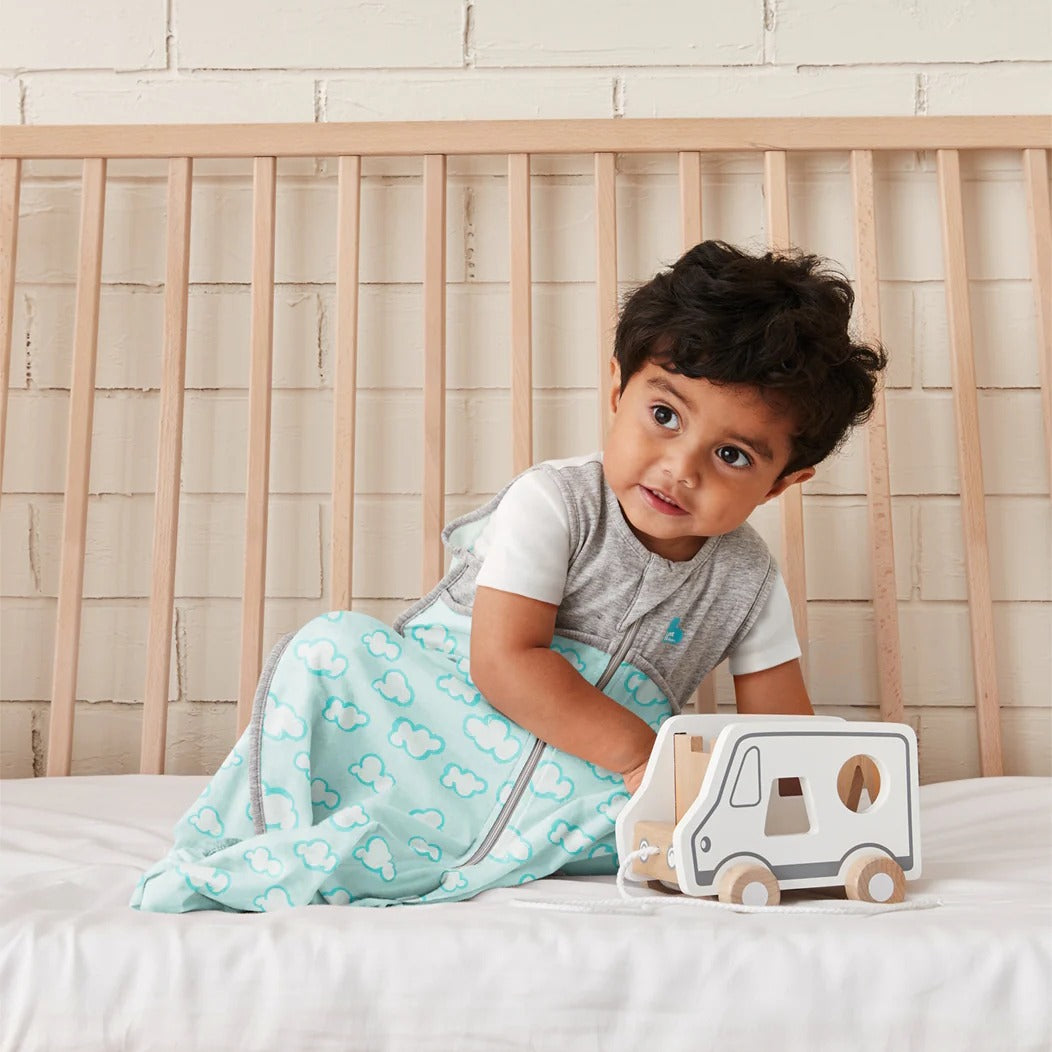 Love to DreamSleep Bag Organic Lite 0.2 TOG - Clouds Turquoise - 12-24 months