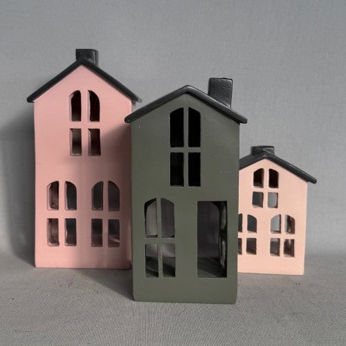 Tealite Houses With Tealites - 10,15,18cm (S/3)